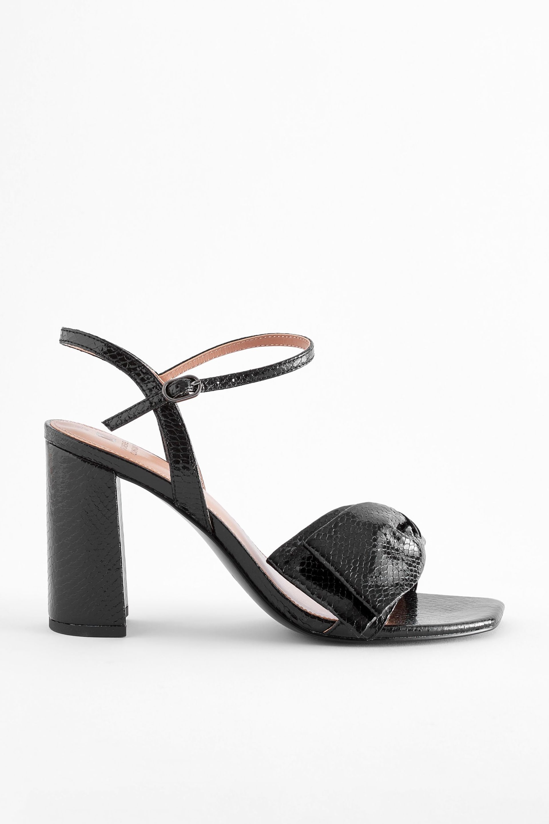 Black Forever Comfort Bow Block Heel Sandals - Image 4 of 8