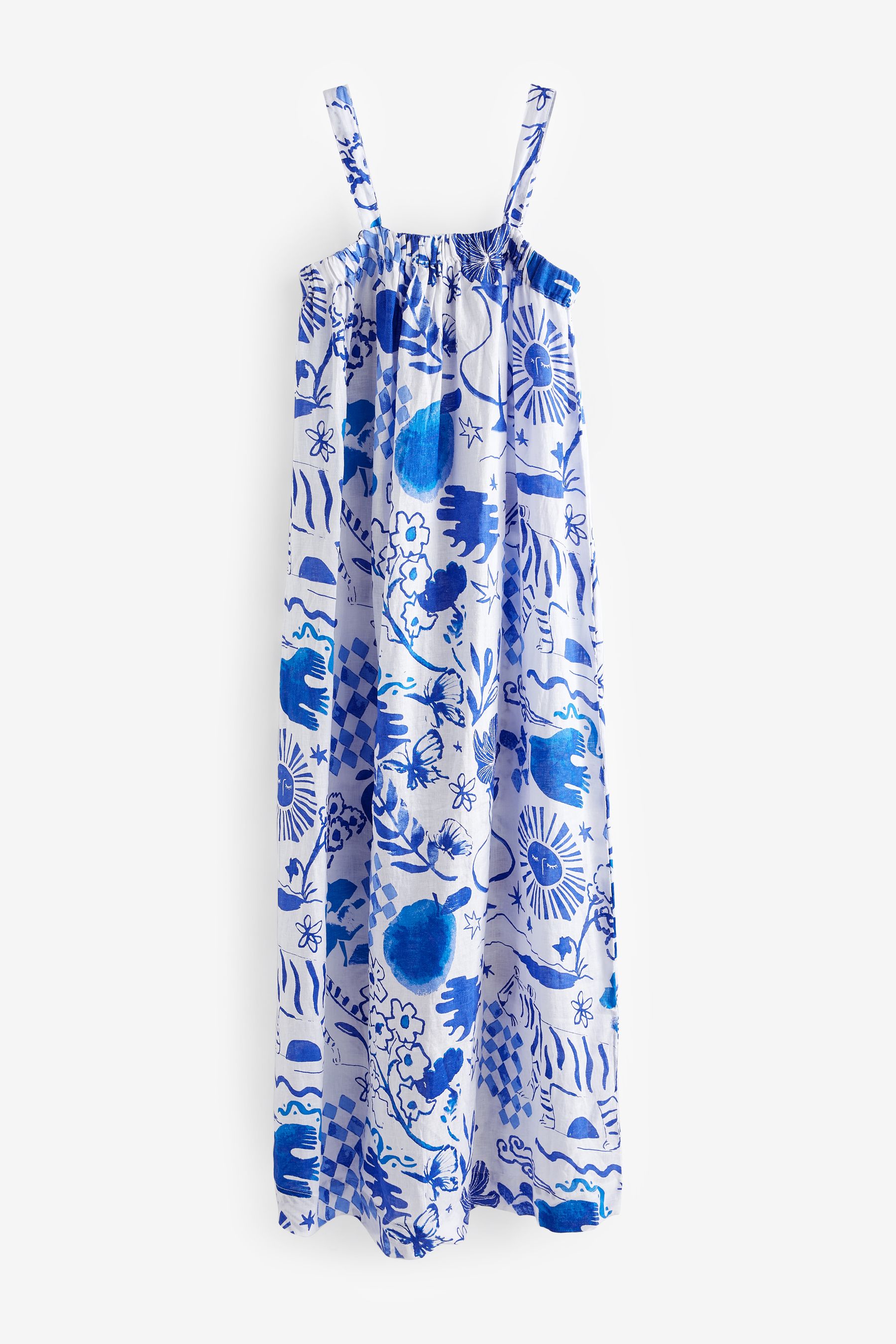 Buy White Blue Premium Maxi Dress from Next Luxembourg