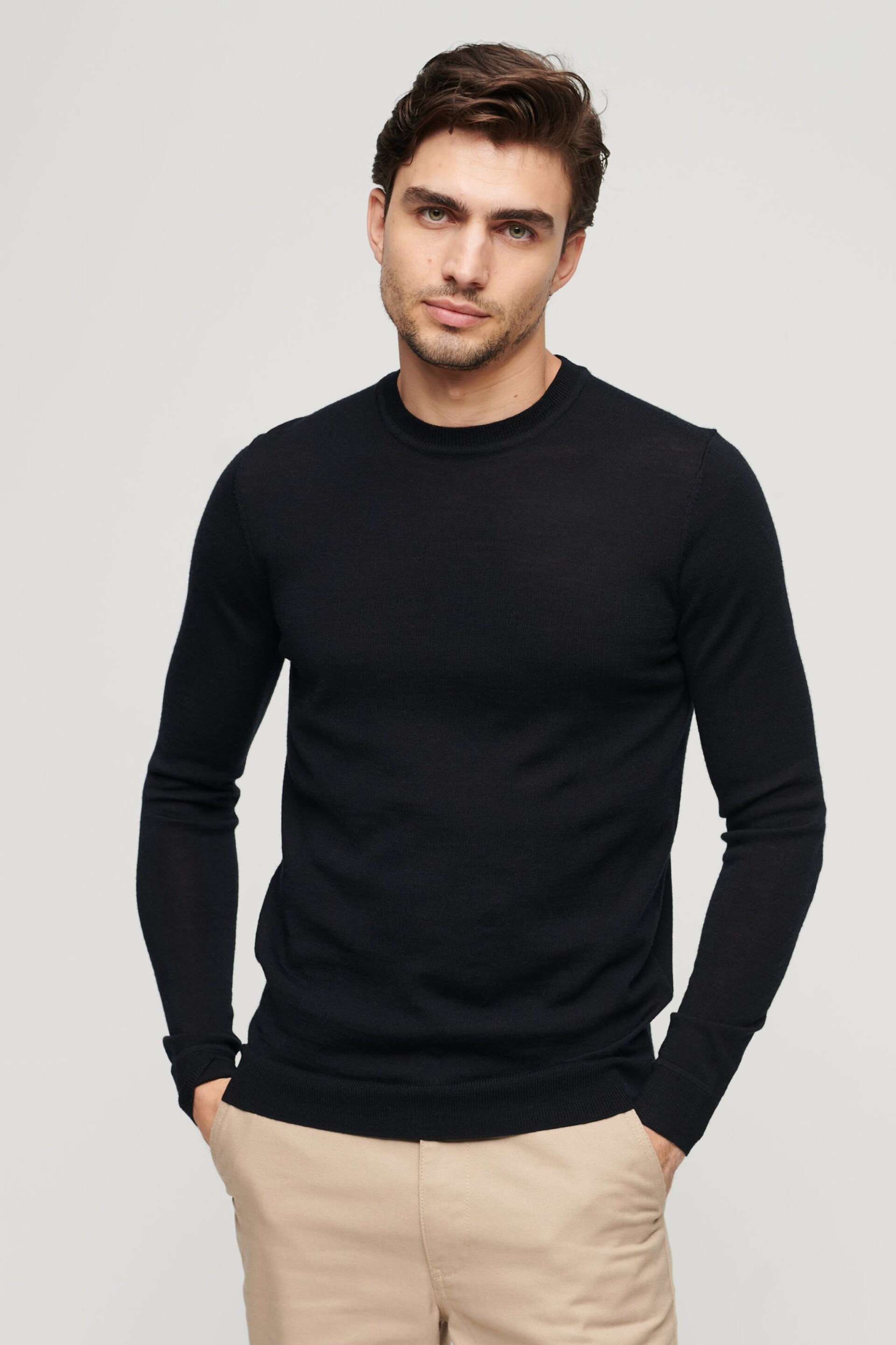 Superdry Black Studios Merino Crew Jumper - Image 1 of 6