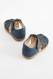 Navy Standard Fit (F) Baby Touch Fastening Leather First Walker Sandals - Image 3 of 7
