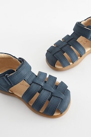 Navy Standard Fit (F) Baby Touch Fastening Leather First Walker Sandals - Image 6 of 7