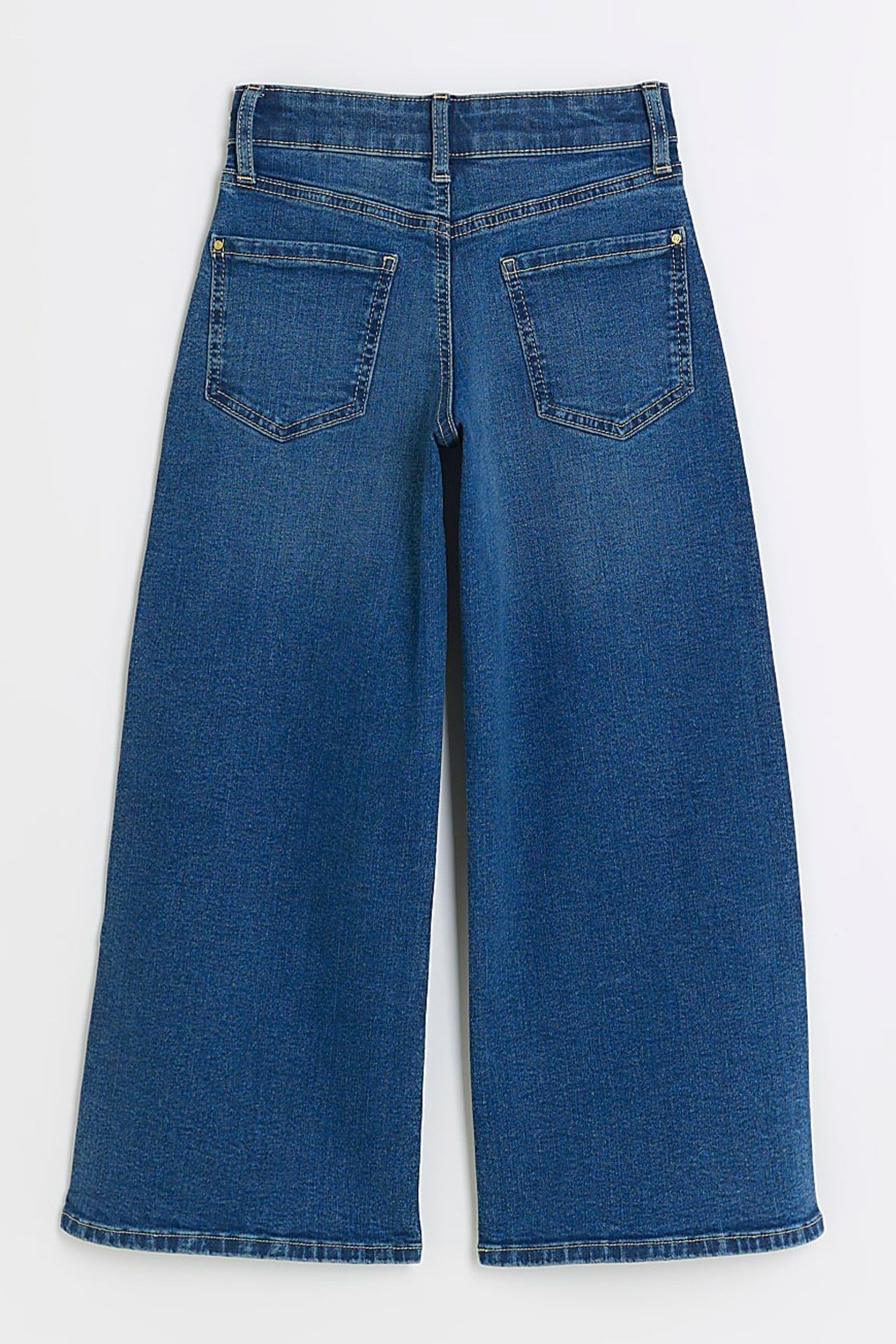 River Island Blue Girls Wide Leg Jeans - Image 2 of 4