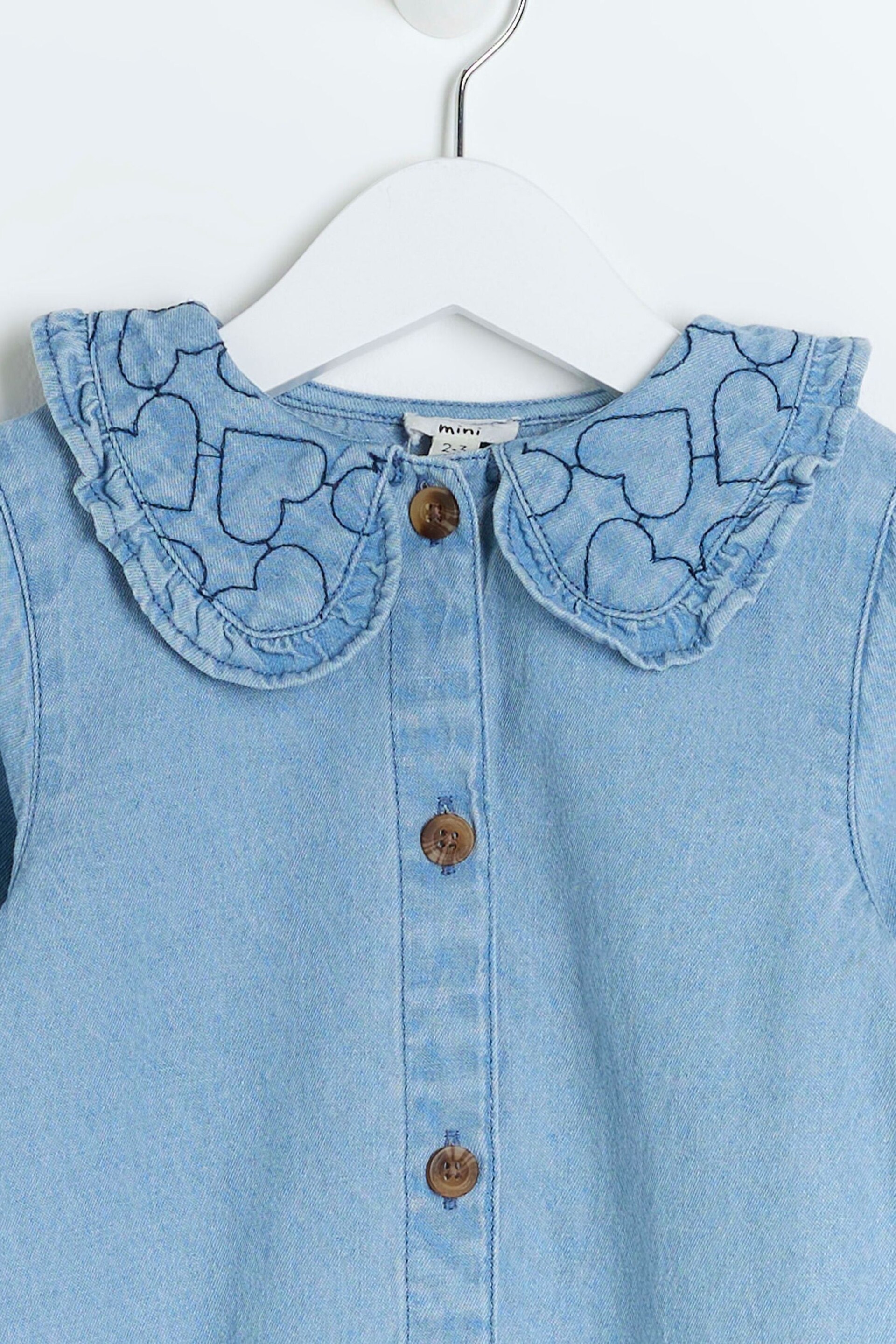 River Island Blue Girls Heart Quilted Blouse Set - Image 5 of 5
