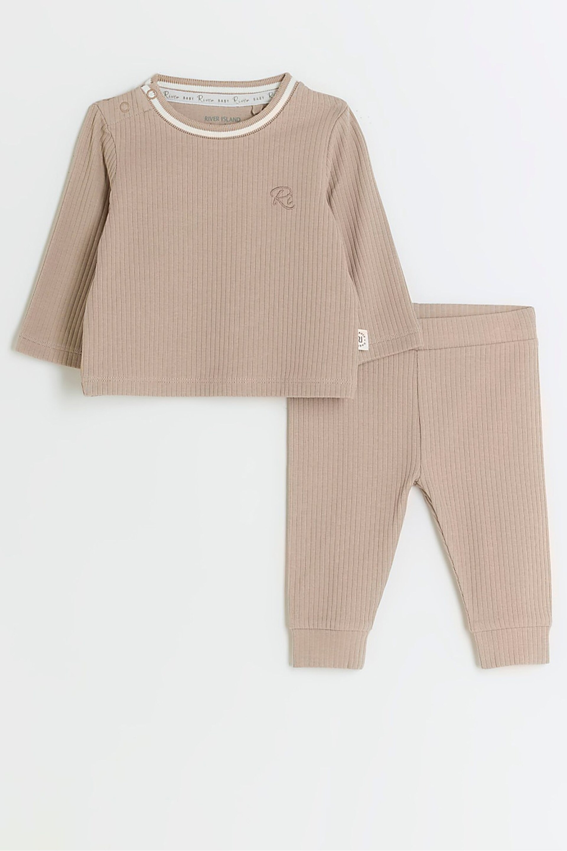 River Island Brown Baby Boys Tipped Rib Set - Image 2 of 5