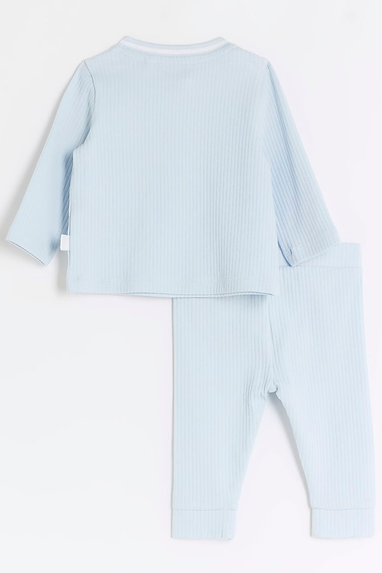 River Island Blue Baby Boys Tipped Rib Set - Image 2 of 5