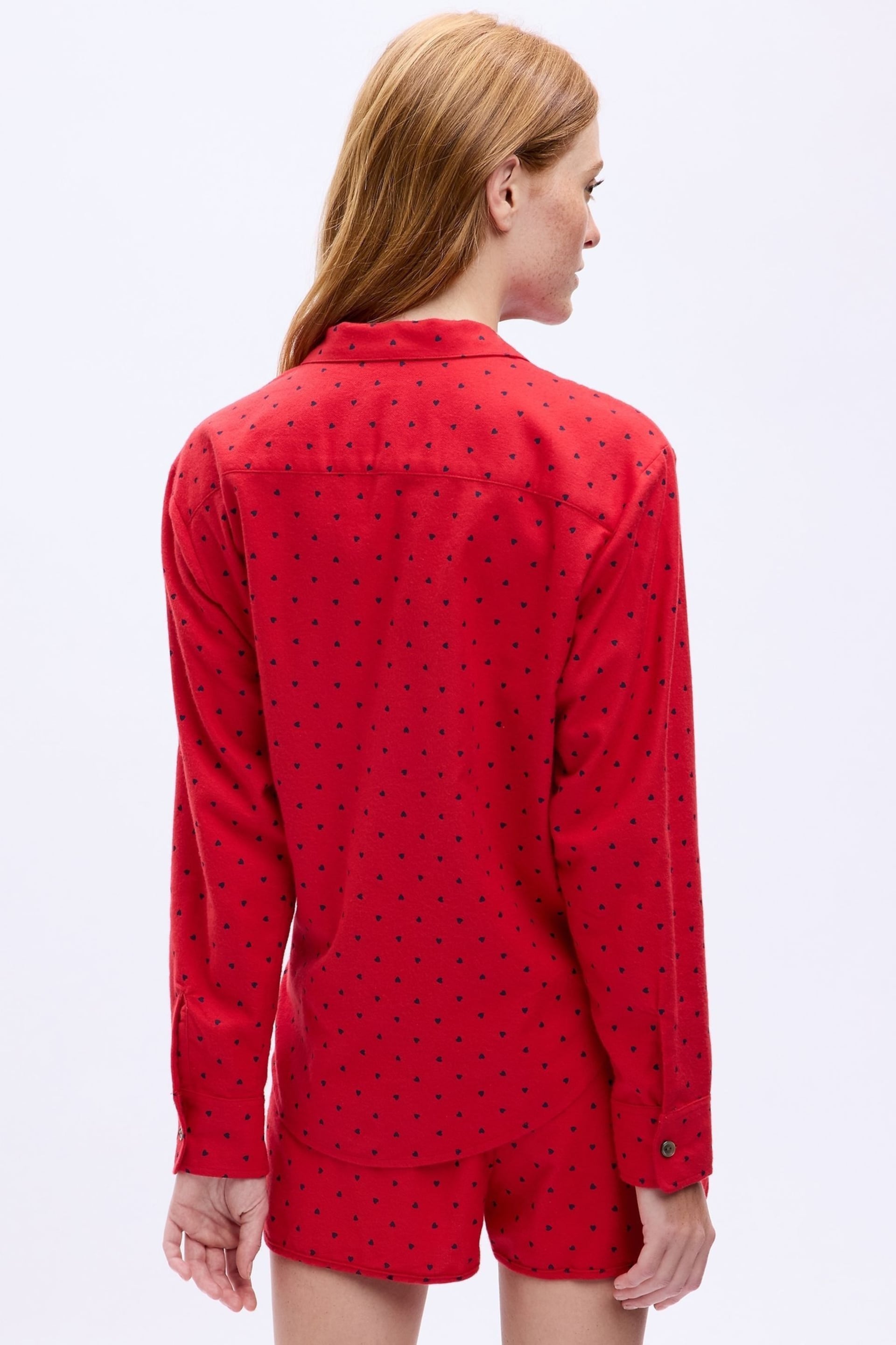 Gap Red Relaxed Flannel Long Sleeve Pyjama Shirt - Image 2 of 4