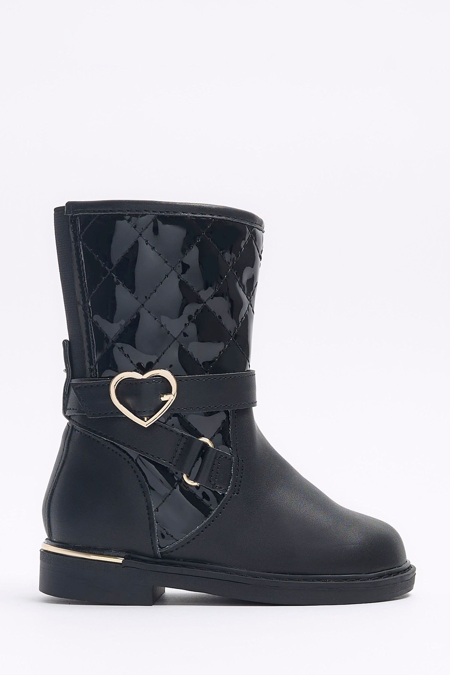 Buy River Island Black Girls Heart Buckle Knee High Boots from Next Luxembourg
