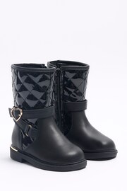 River Island Black Girls Heart Buckle Knee High Boots - Image 2 of 5