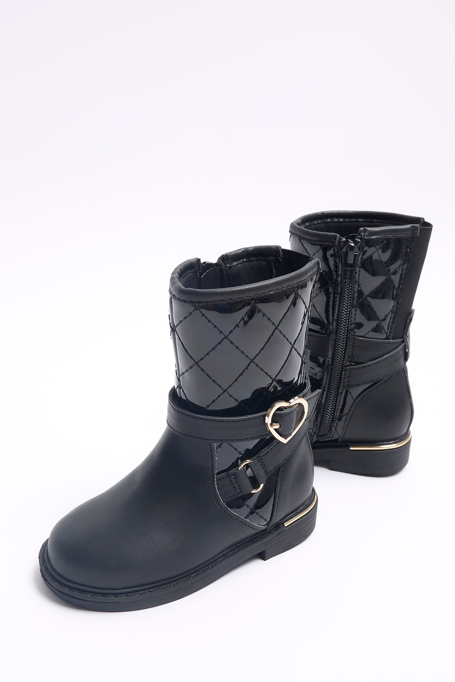 Buy River Island Black Girls Heart Buckle Knee High Boots from Next Luxembourg