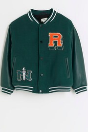 River Island Green Boys Borg Lined Varsity Jacket - Image 1 of 4