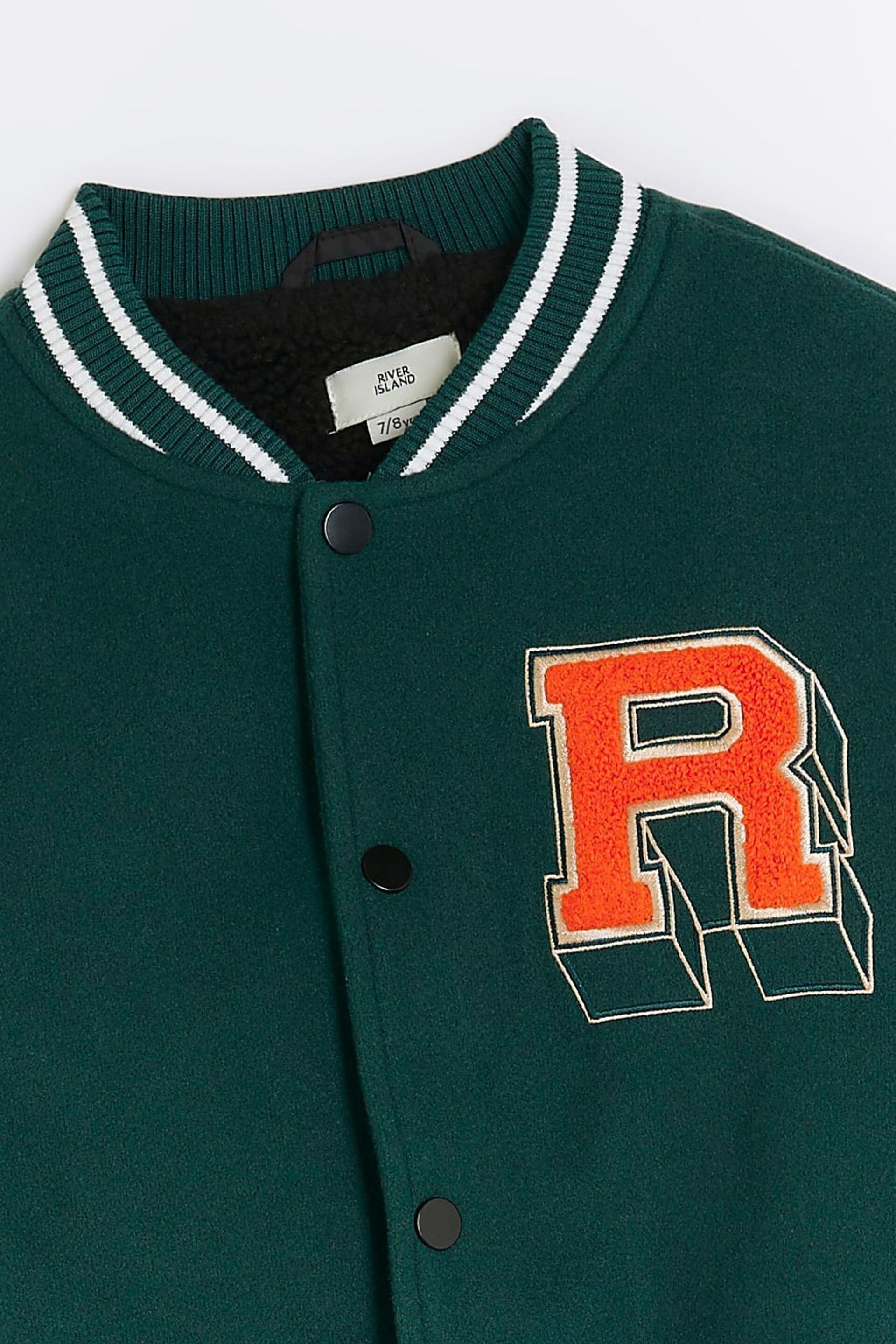 River Island Green Boys Borg Lined Varsity Jacket - Image 3 of 4