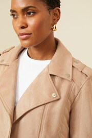 Love & Roses Brown Suedette Quilted Biker Jacket - Image 2 of 4