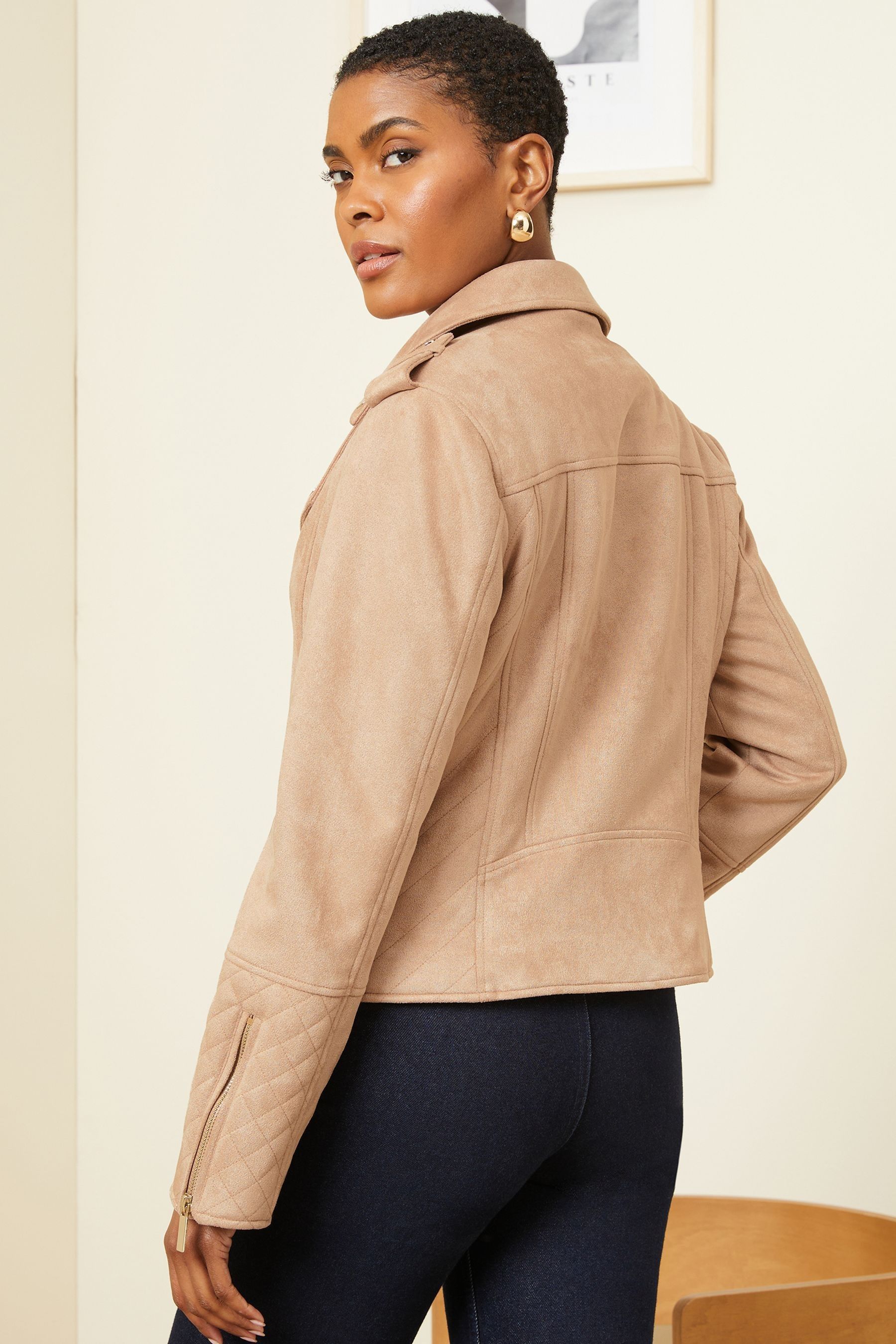 Haskett suede quilted biker jacket best sale