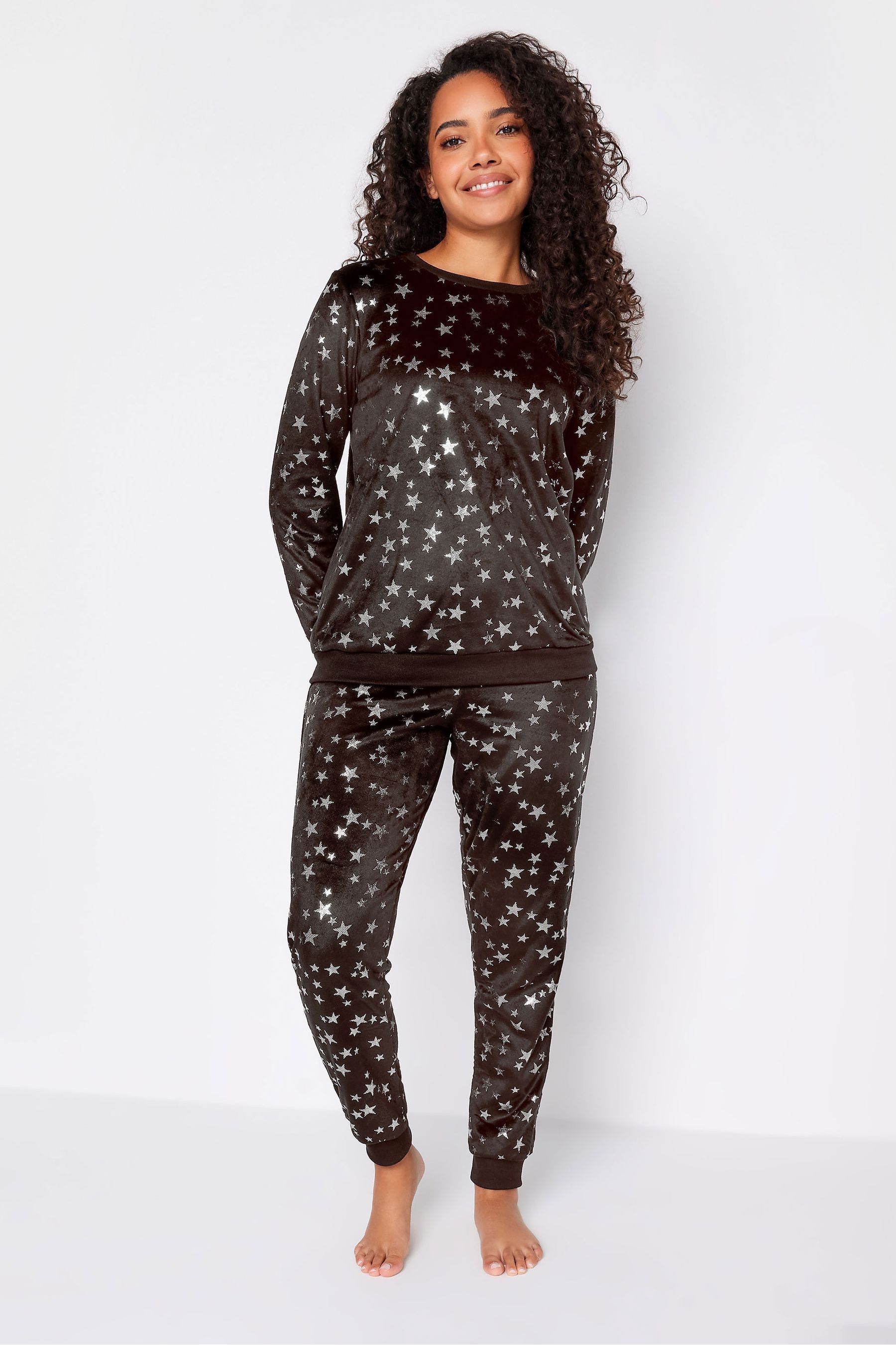Buy M Co Black Foil Minky Fleece Pyjamas Set from Next United Arab Emirates