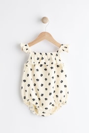 Cream/Black Floral Textured Strappy Baby Romper - Image 4 of 9