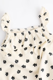 Cream/Black Floral Textured Strappy Baby Romper - Image 5 of 9