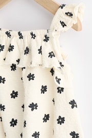 Cream/Black Floral Textured Strappy Baby Romper - Image 6 of 9