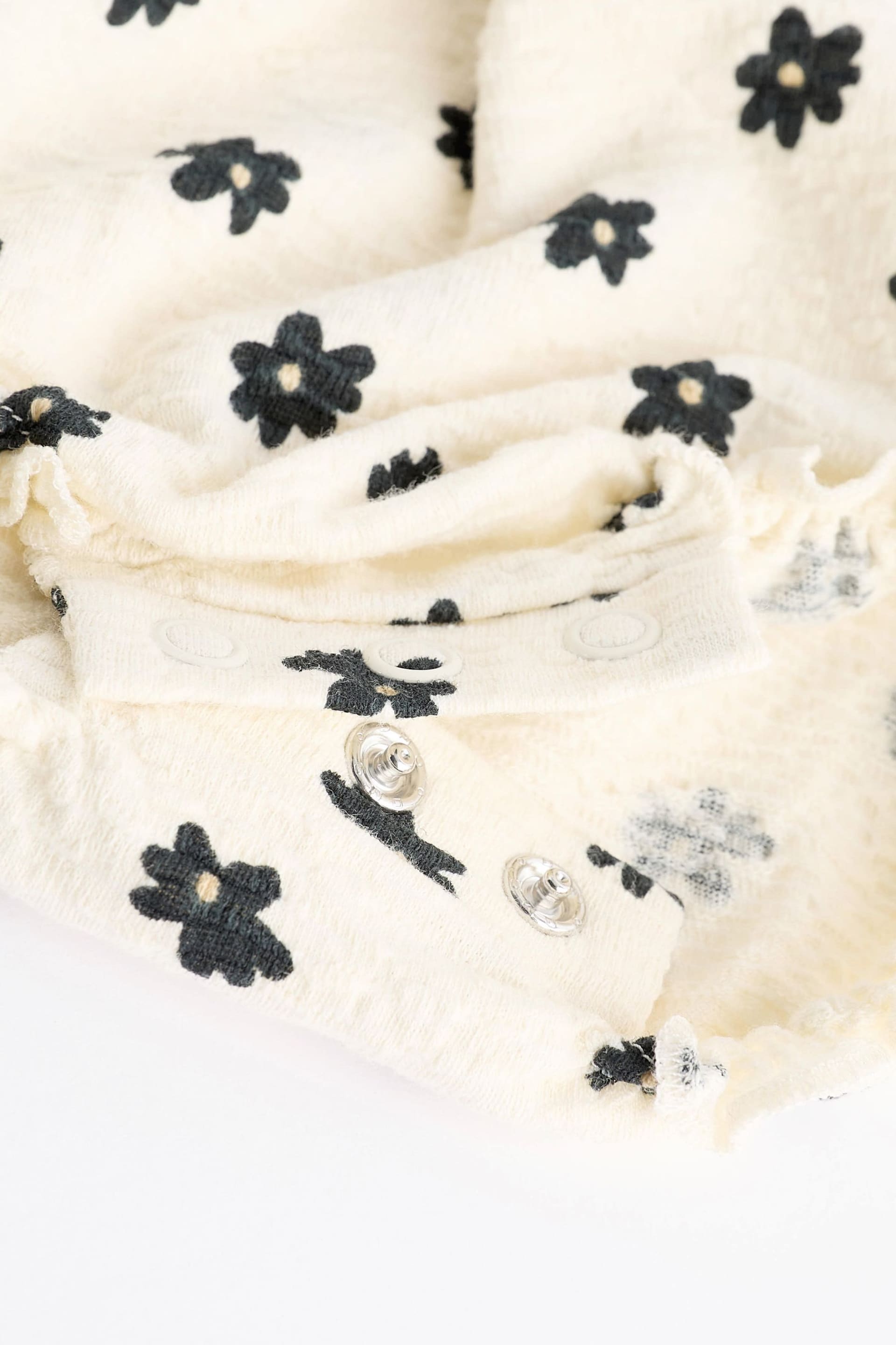 Cream/Black Floral Textured Strappy Baby Romper - Image 9 of 9