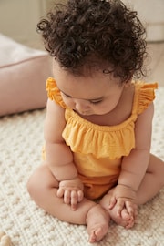 Yellow Textured Strappy Baby Romper - Image 2 of 11