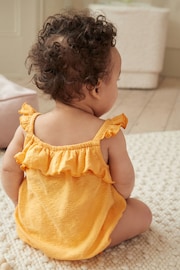 Yellow Textured Strappy Baby Romper - Image 3 of 11