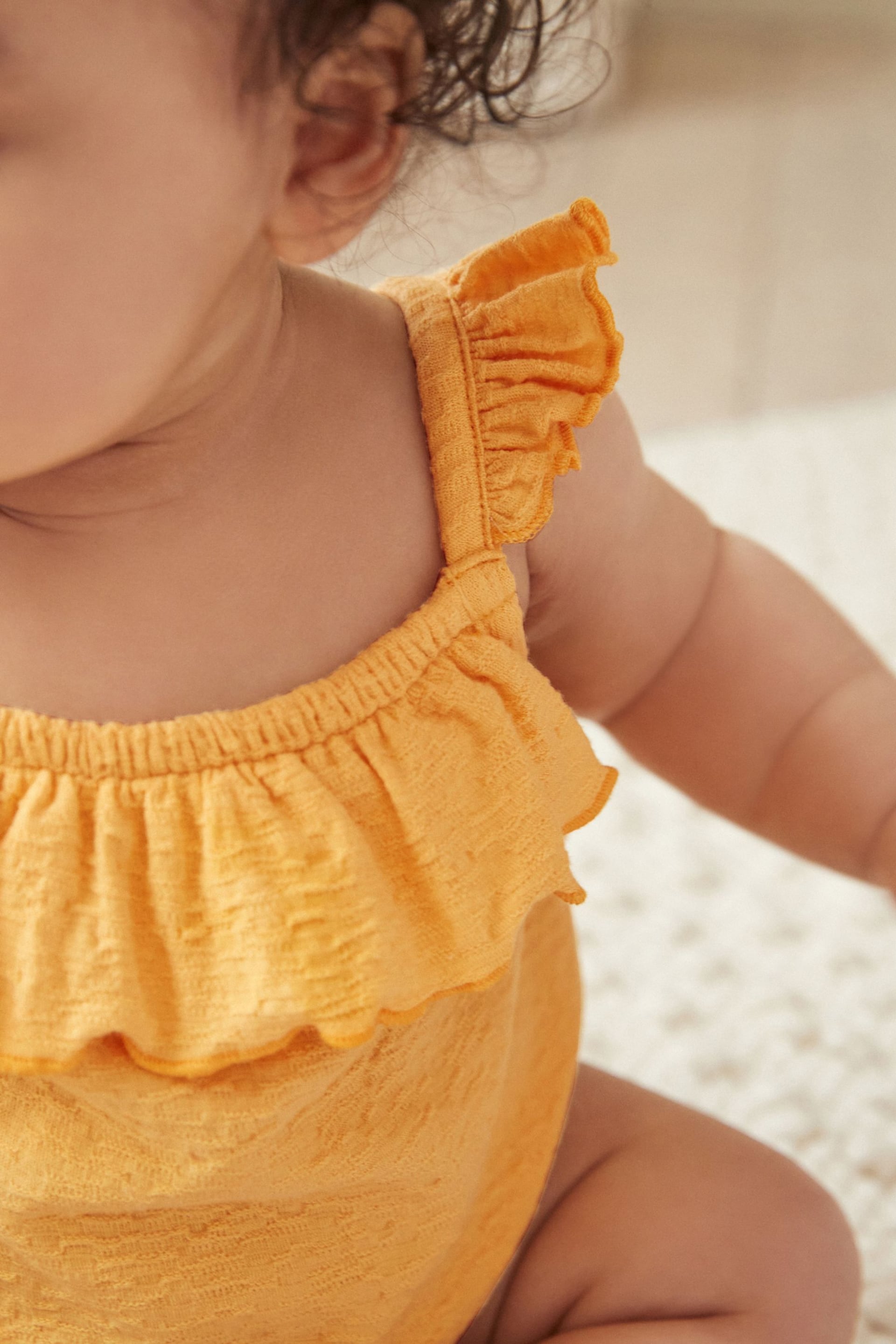 Yellow Textured Strappy Baby Romper - Image 4 of 11