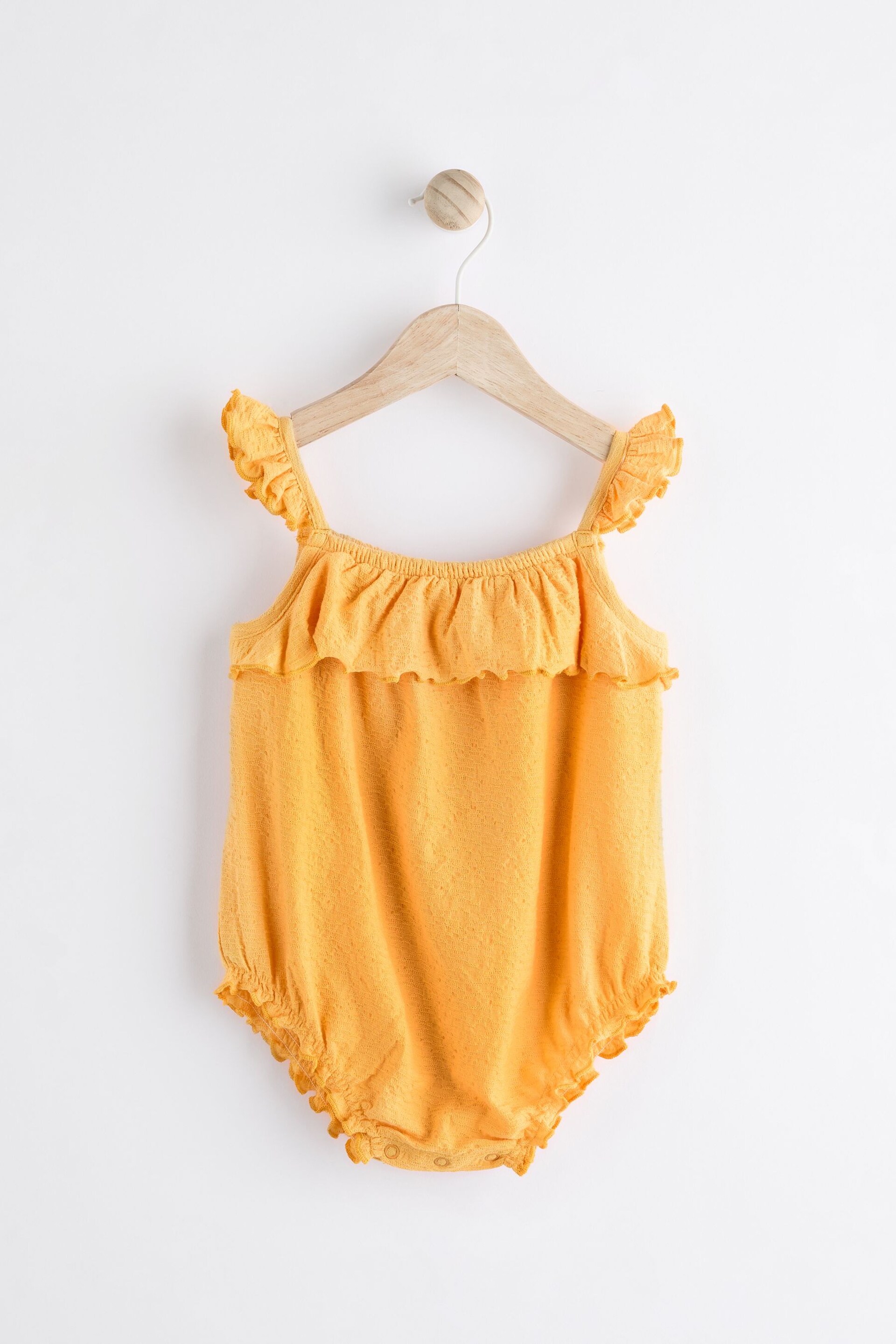 Yellow Textured Strappy Baby Romper - Image 5 of 11