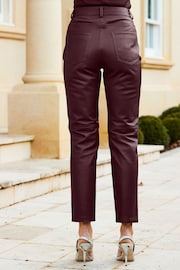 Sosandar Red Leather Straight Leg Trousers - Image 2 of 5