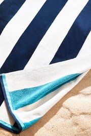 Blue Reversible Stripe XL Beach Towel - Image 3 of 7