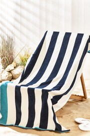 Blue Reversible Stripe XL Beach Towel - Image 7 of 7