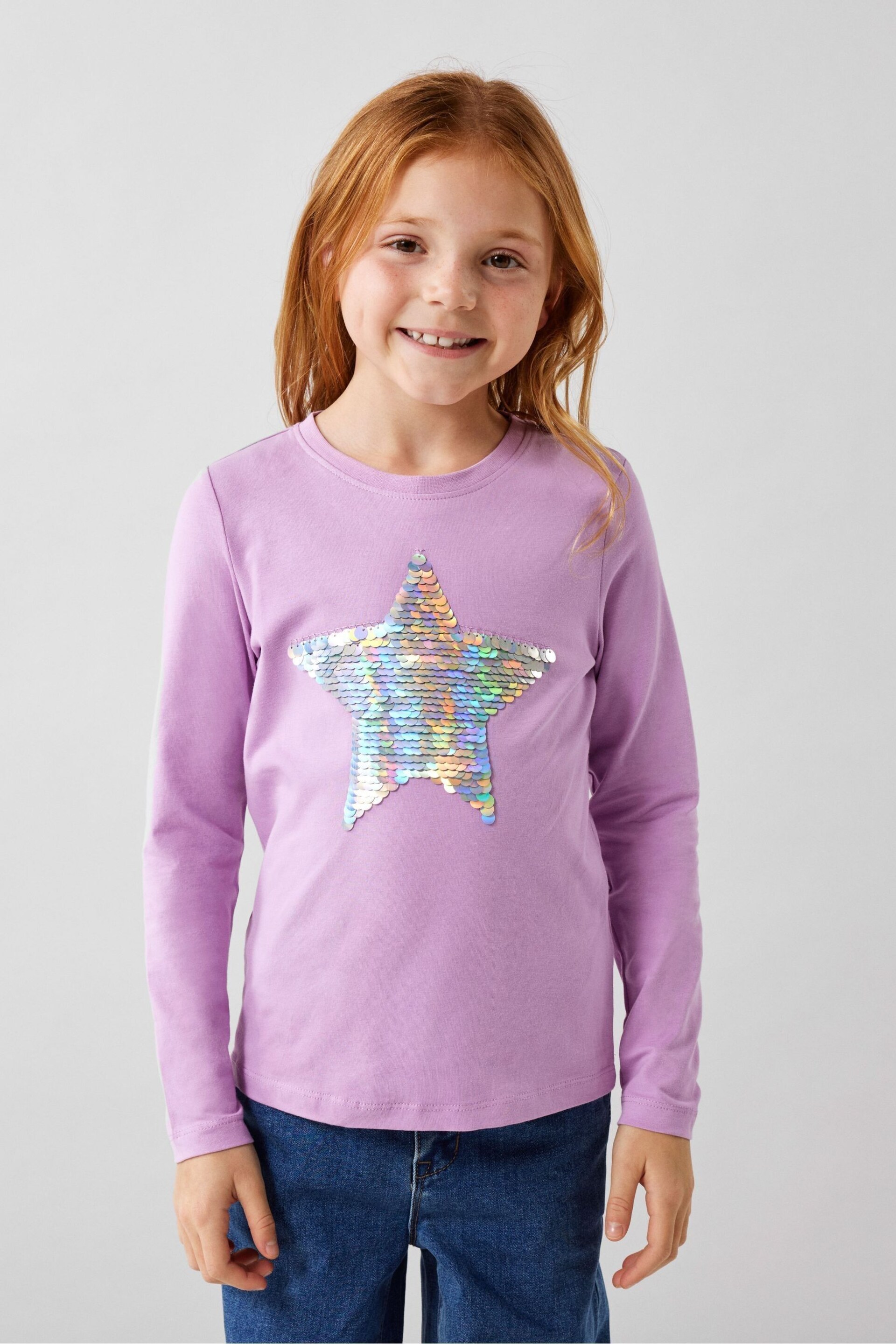 Name It Pink Sequin Star Top - Image 1 of 4