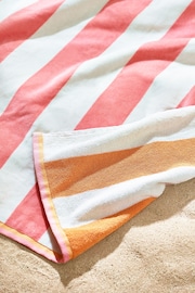 Pink Reversible Stripe XL Beach Towel - Image 2 of 5