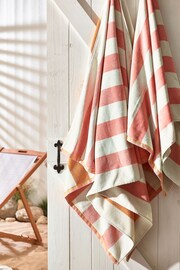 Pink Reversible Stripe XL Beach Towel - Image 4 of 5
