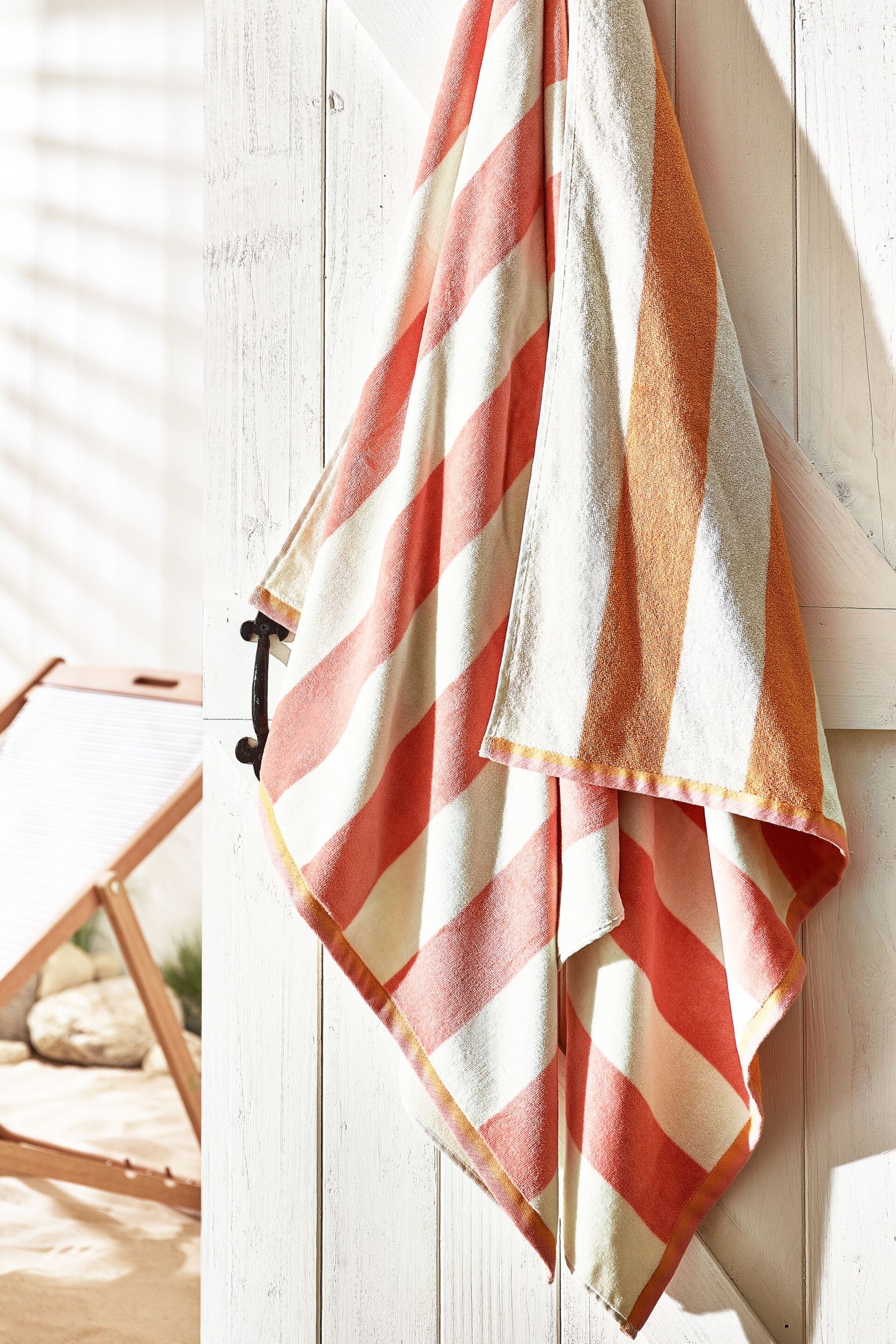 Pink Reversible Stripe XL Beach Towel - Image 5 of 5