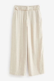 Neutral Belted Wide Leg Trousers With Linen - Image 5 of 6