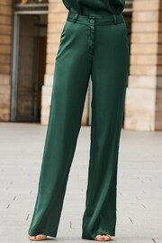 Sosandar Green Satin Wide Leg Trousers - Image 2 of 5