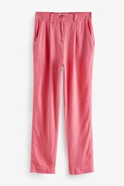 Pink Linen Blend Taper Trousers - Image 6 of 7