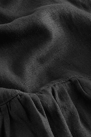 Black Linen V-Neck Blend Summer Sleeveless Shift Dress - Image 6 of 6
