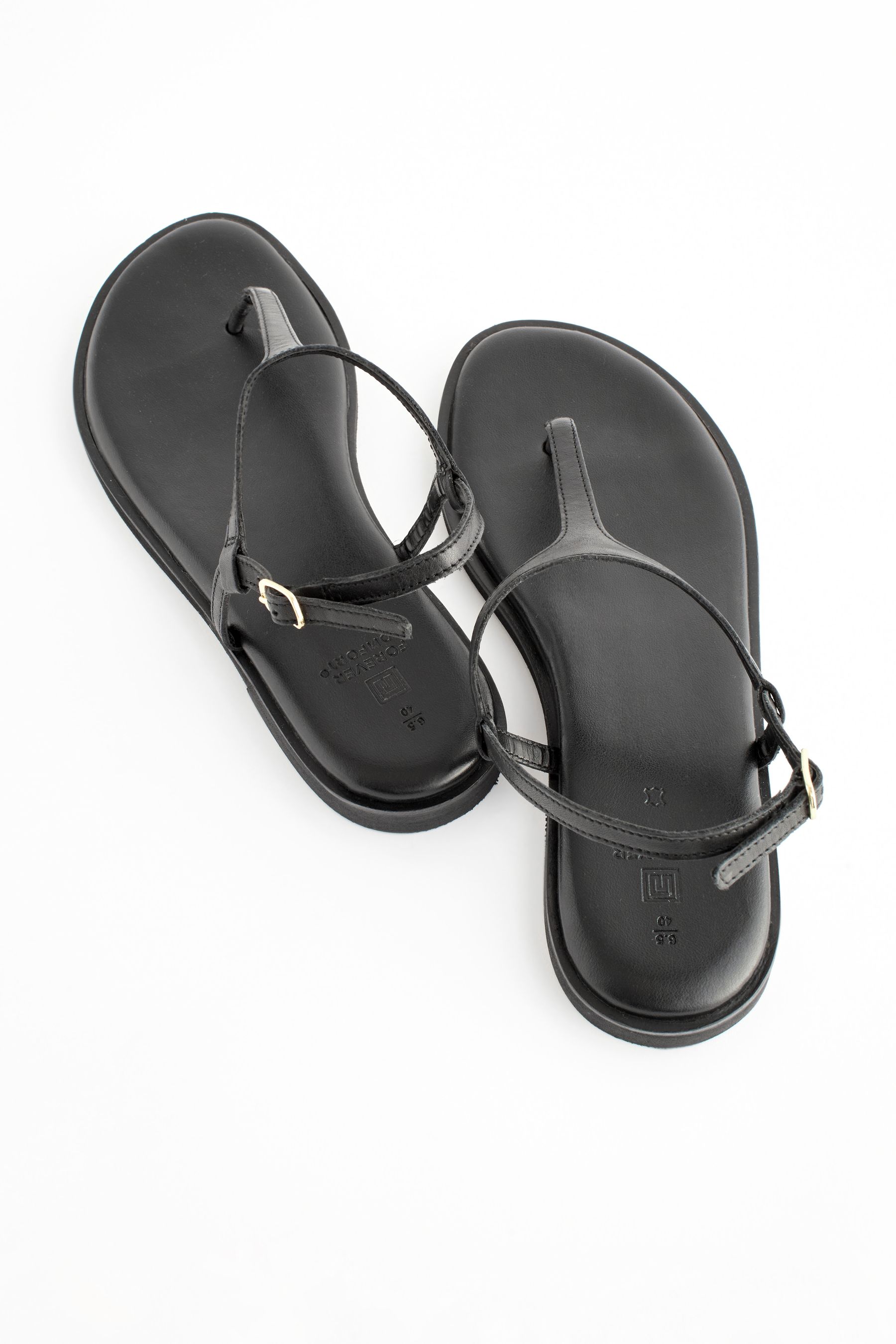 Buy Black Forever Comfort Leather Toe Thong Sandals from Next USA