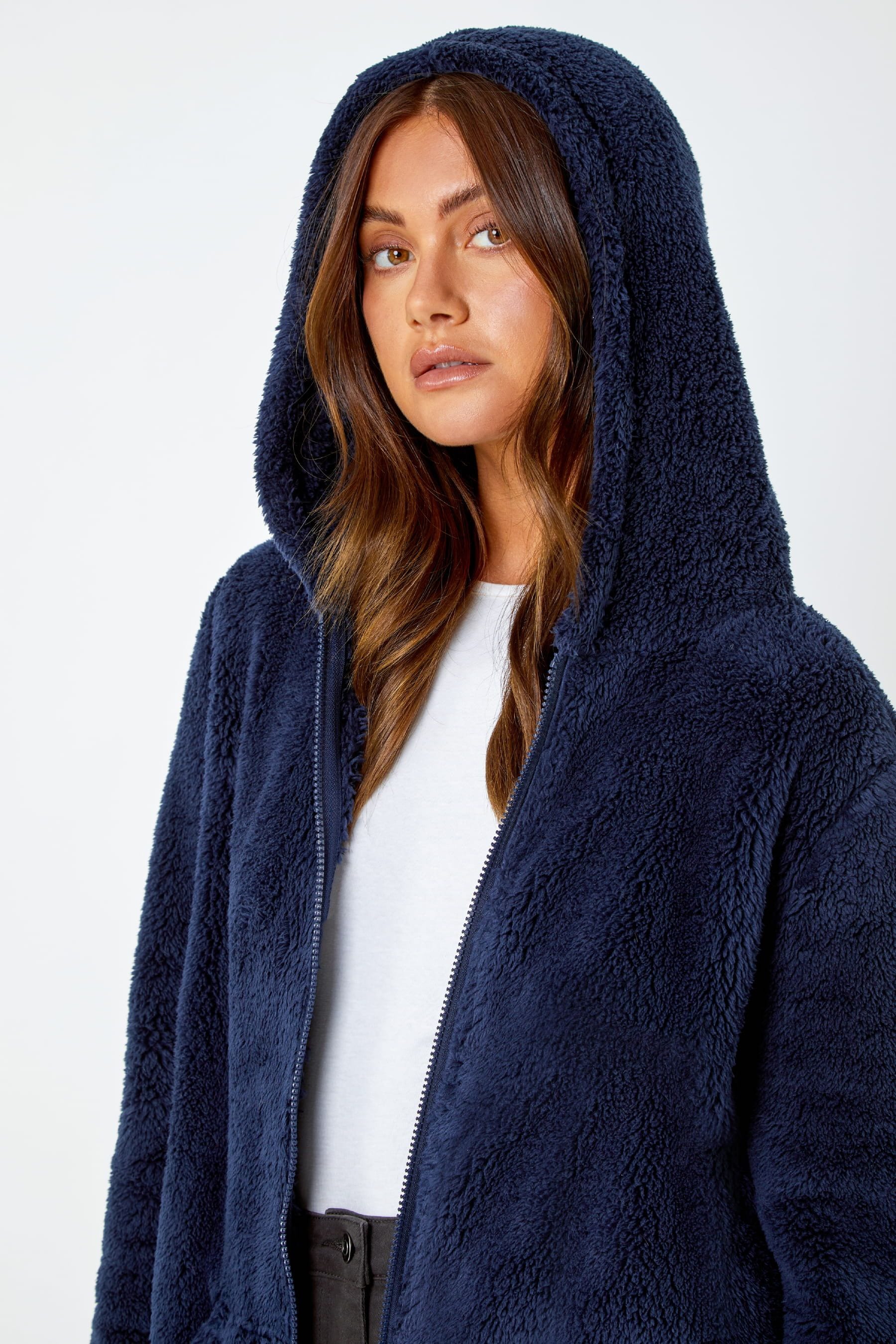 Buy Roman Blue Hooded Sherpa Borg Fleece Jacket from the Next UK online shop