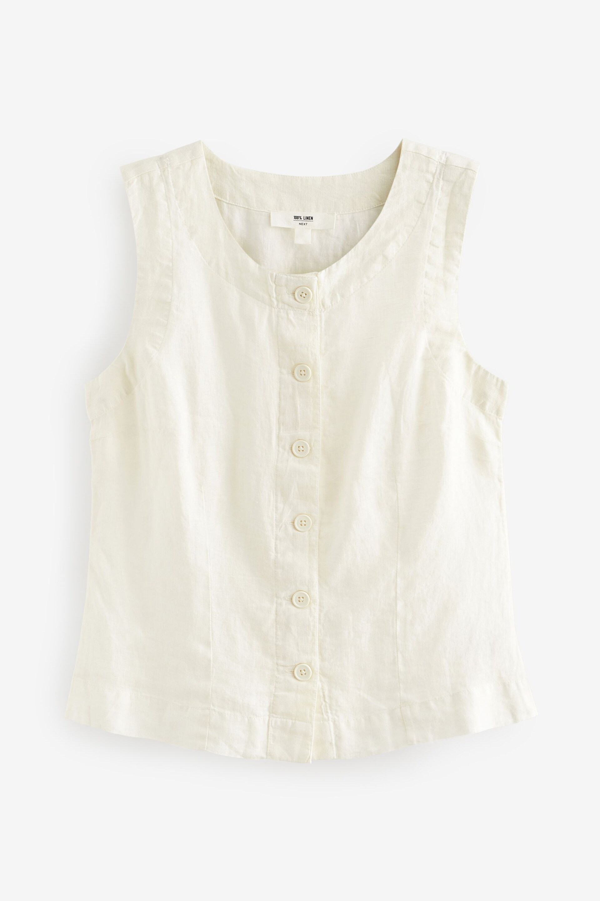 Ecru White 100% Linen Button Down Top - Image 7 of 7