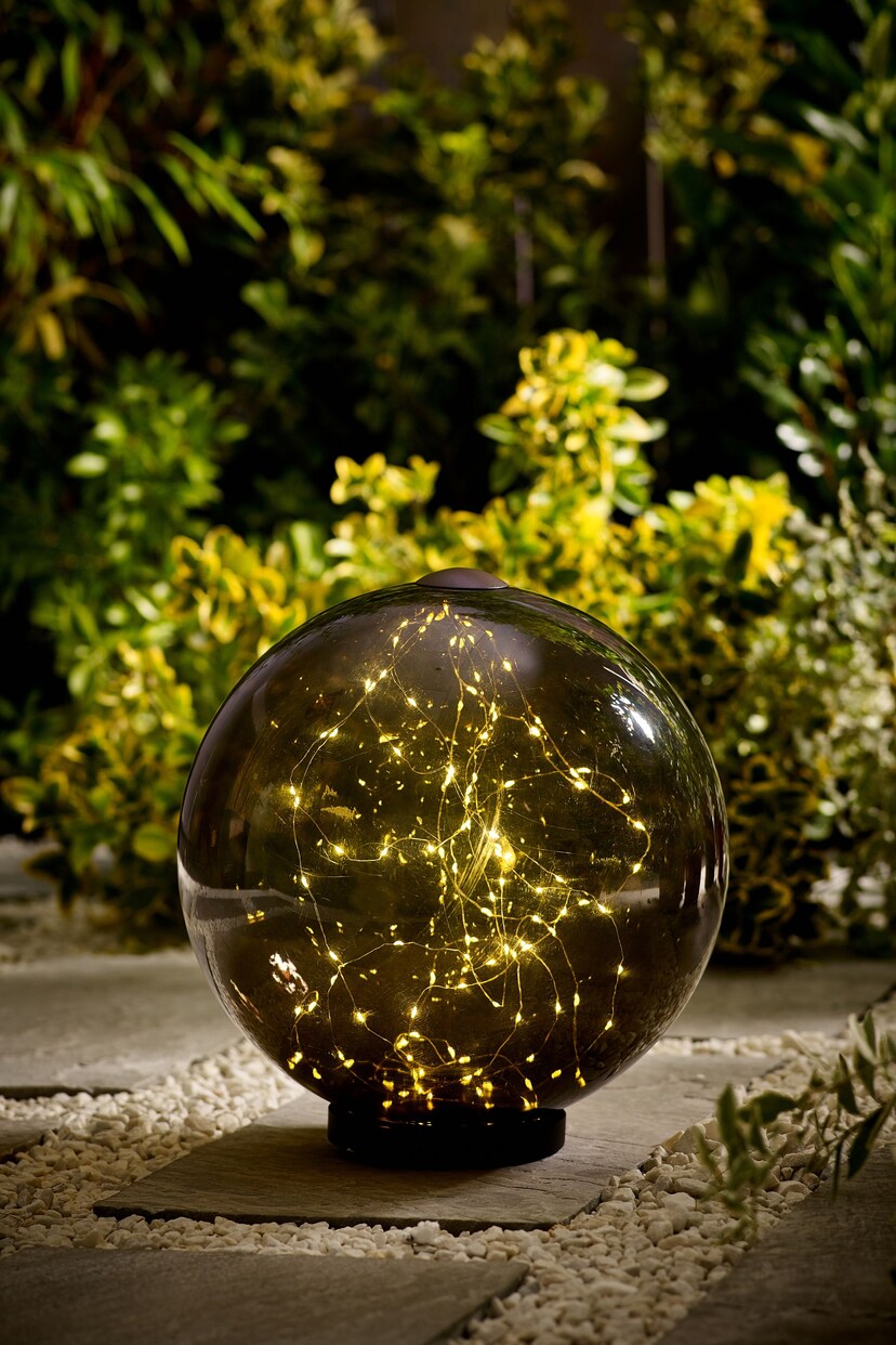 Smoke Grey Solar LED Outdoor Light Up Sphere - Image 10 of 11