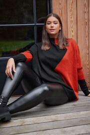 Yours Curve Orange Oversize Colourblock Jumper - Image 5 of 5