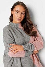 Yours Curve Grey Oversize Colourblock Jumper - Image 4 of 4