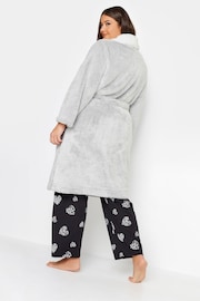 Yours Curve Grey Wellsoft Contrast Shawl Collar Robe - Image 2 of 4