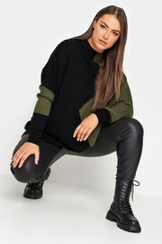 Yours Curve Green Oversize Colourblock Jumper - Image 4 of 5