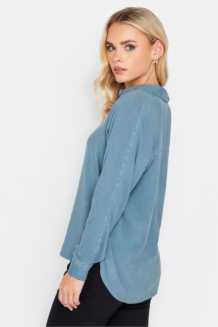 PixieGirl Petite Blue Long Sleeve Viscose Shirt - Image 2 of 5