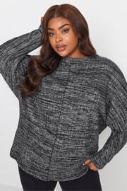 Yours Curve Black Spacedye Soft Touch Front Seam Long Sleeve Top - Image 4 of 4