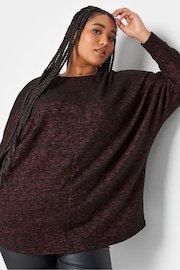 Yours Curve Brown Contrast Metallic Trim Front Seam Long Sleeve Top - Image 3 of 3