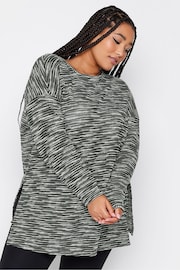 Yours Curve Black Contrast Trim Long Sleeve Top - Image 1 of 4