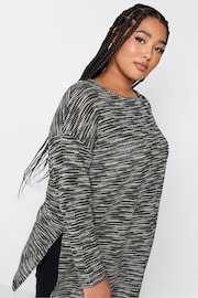 Yours Curve Black Contrast Trim Long Sleeve Top - Image 4 of 4